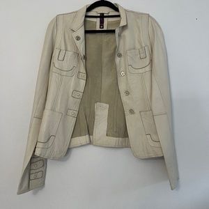 Cream Daniel Leather Jacket  New Label